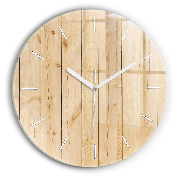 Horloge ronde planches de bois