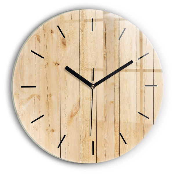 Horloge ronde planches de bois