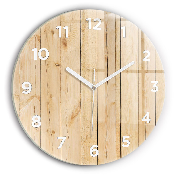 Horloge ronde planches de bois