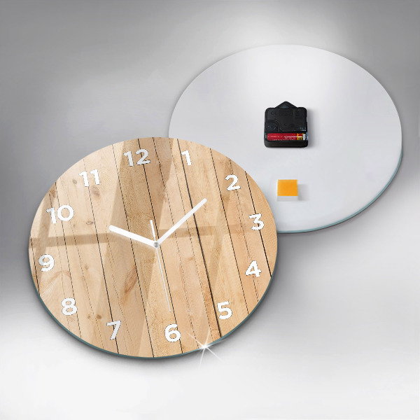 Horloge ronde planches de bois
