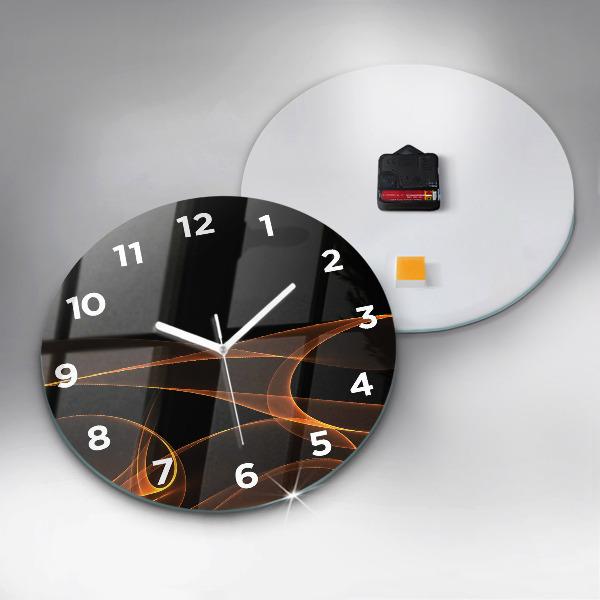 Horloge ronde Lignes orange