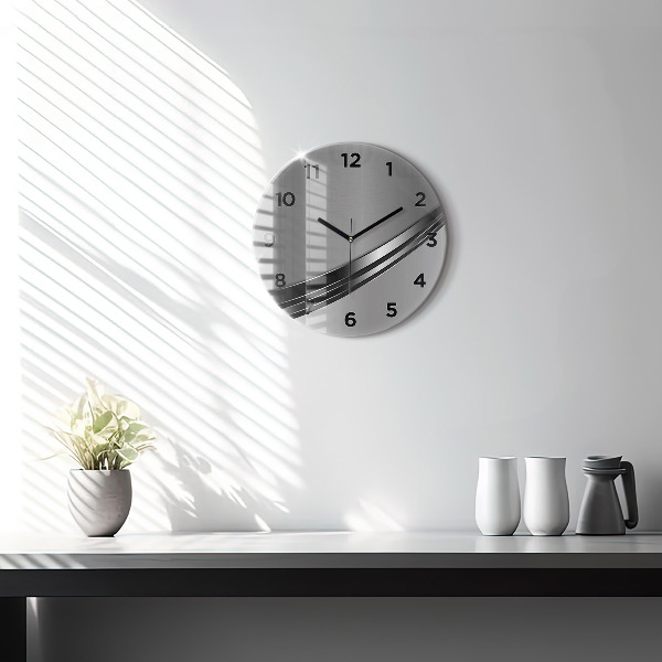 Horloge ronde Lignes argentées