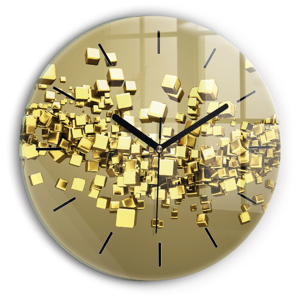 Horloge ronde Carrés dorés