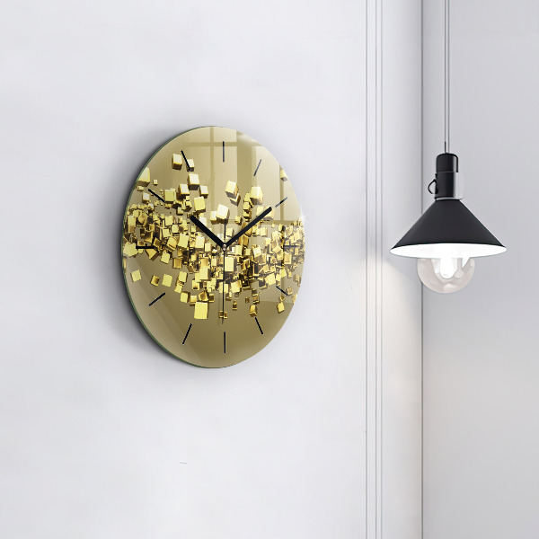 Horloge ronde Carrés dorés