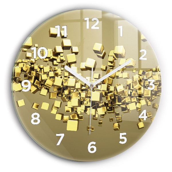 Horloge ronde Carrés dorés