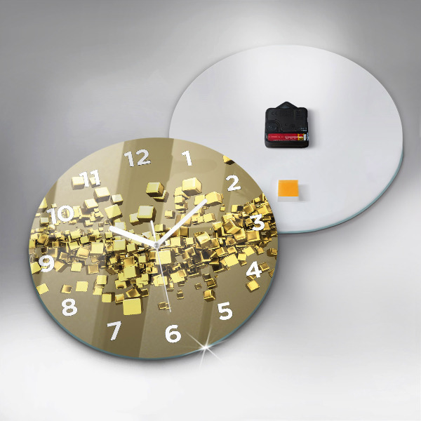 Horloge ronde Carrés dorés