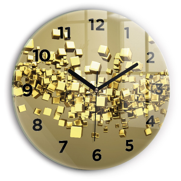 Horloge ronde Carrés dorés