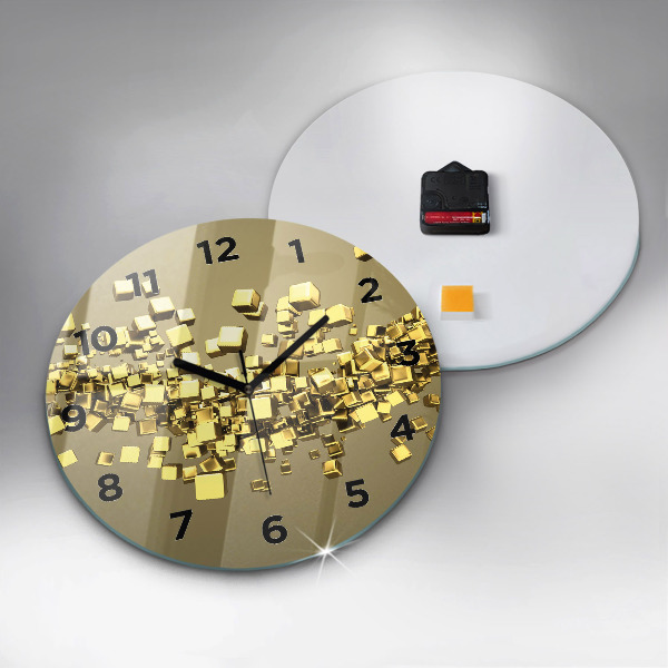Horloge ronde Carrés dorés