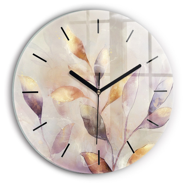 Horloge ronde Feuilles bohèmes abstraites