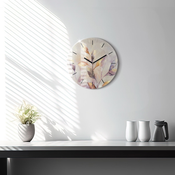 Horloge ronde Feuilles bohèmes abstraites