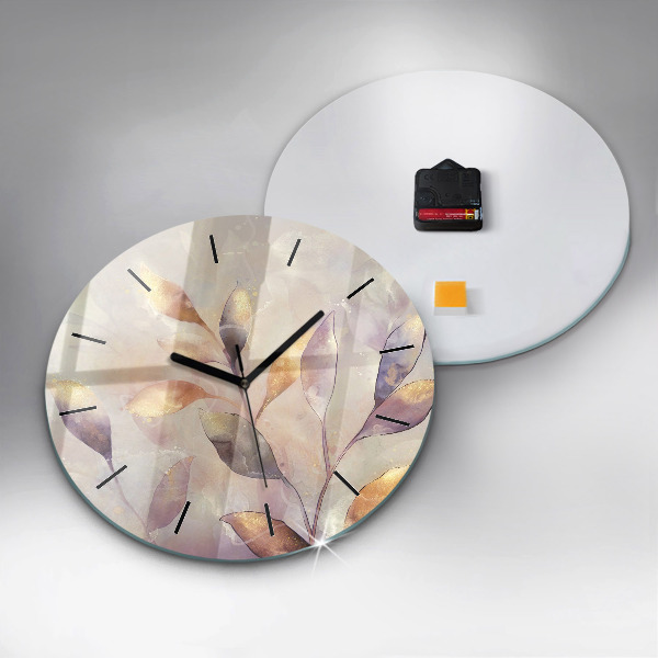 Horloge ronde Feuilles bohèmes abstraites