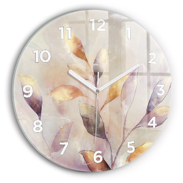 Horloge ronde Feuilles bohèmes abstraites