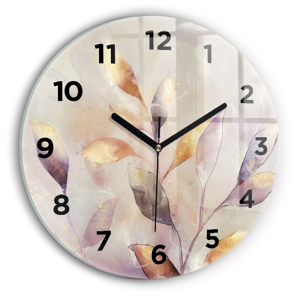 Horloge ronde Feuilles bohèmes abstraites