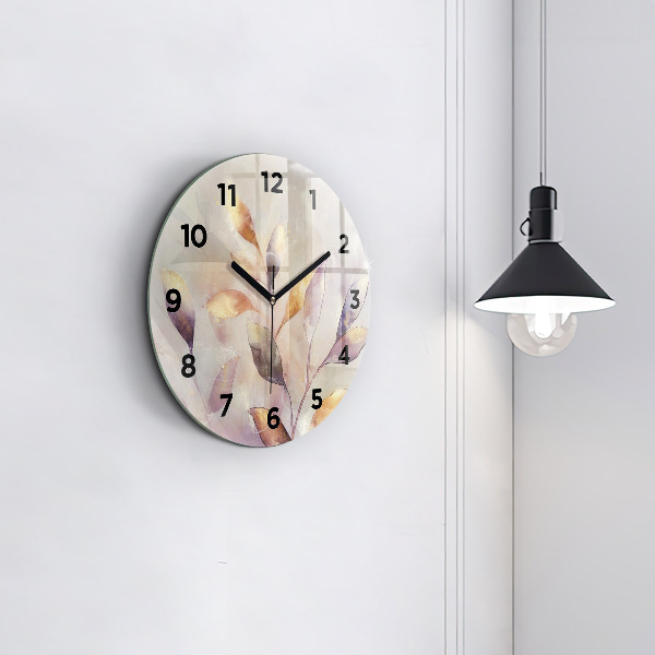Horloge ronde Feuilles bohèmes abstraites