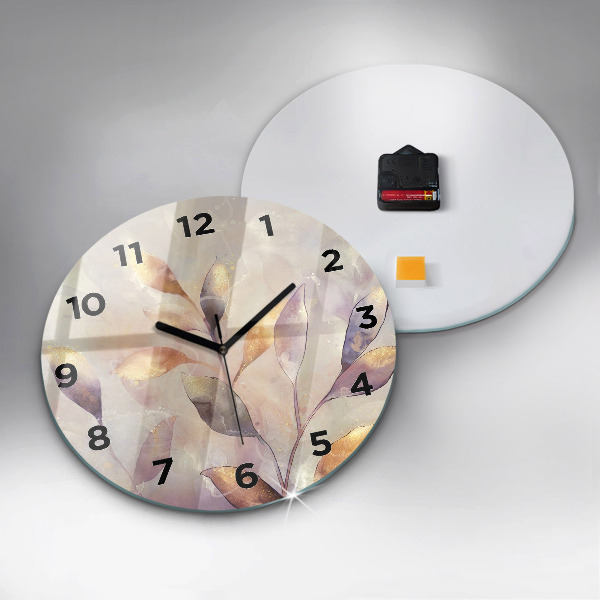 Horloge ronde Feuilles bohèmes abstraites