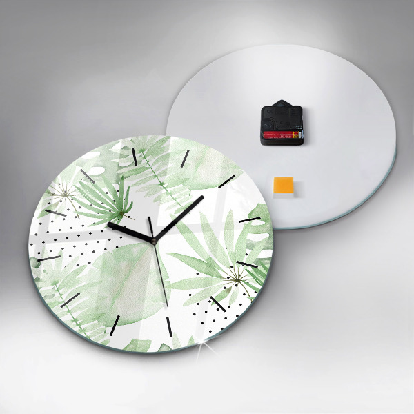 Horloge ronde Feuilles vertes