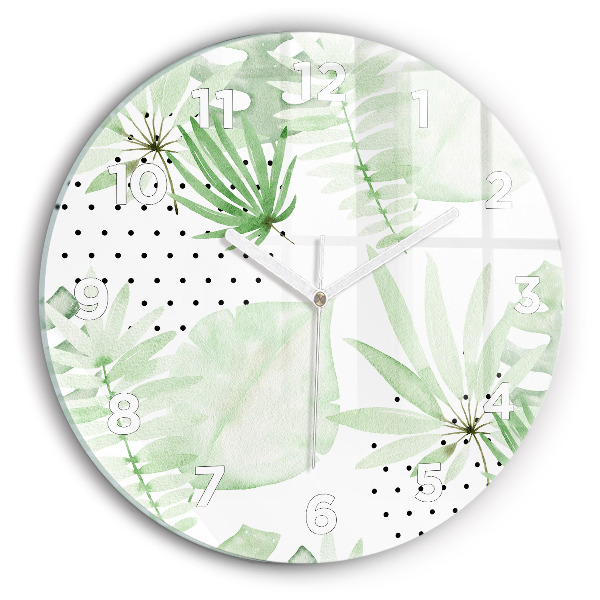 Horloge ronde Feuilles vertes