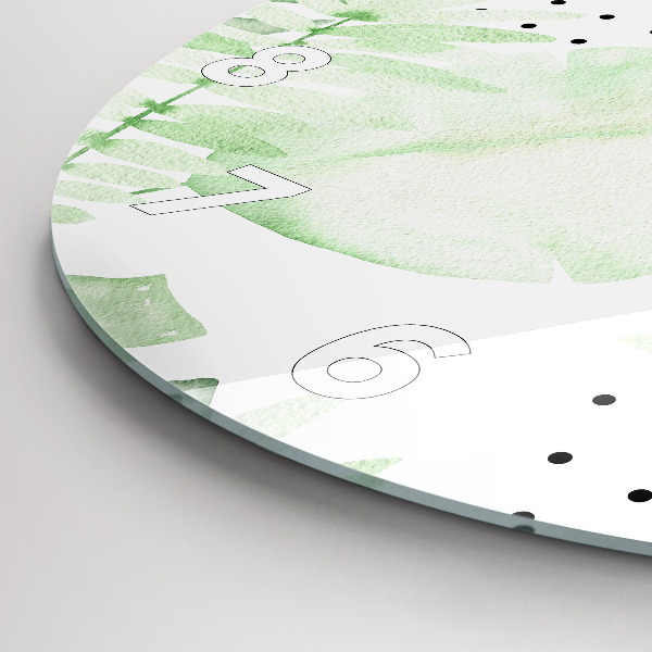 Horloge ronde Feuilles vertes