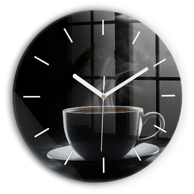 Horloge ronde Une tasse de café noir
