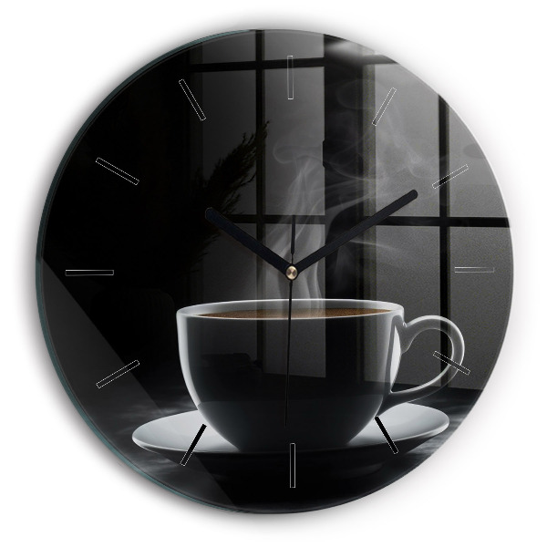 Horloge ronde Une tasse de café noir