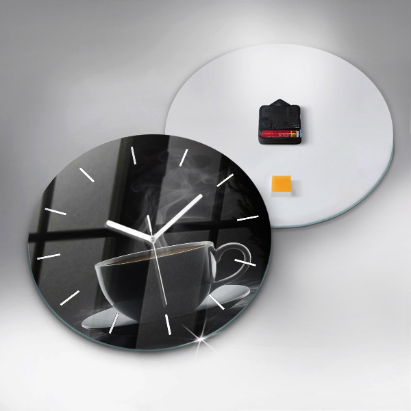 Horloge ronde Une tasse de café noir