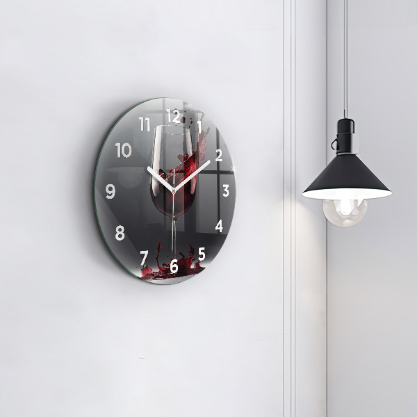 Horloge ronde Un verre de vin rouge