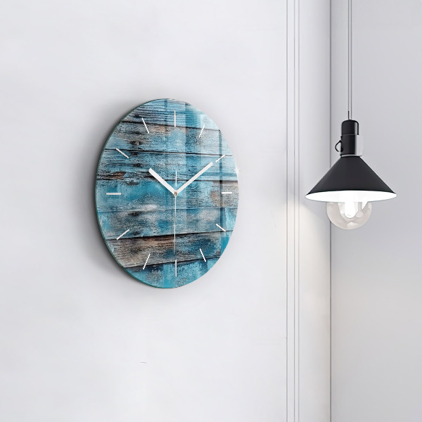 Horloge ronde Tableaux bleus