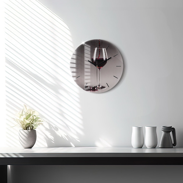 Horloge ronde Un verre de vin rouge