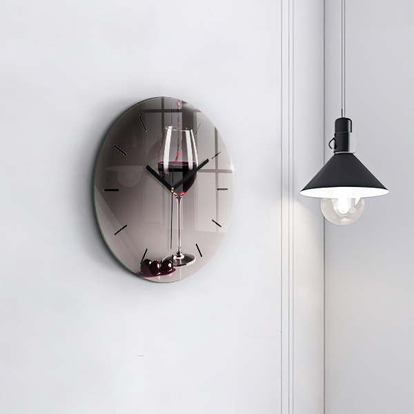 Horloge ronde Un verre de vin rouge