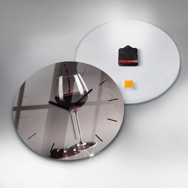 Horloge ronde Un verre de vin rouge