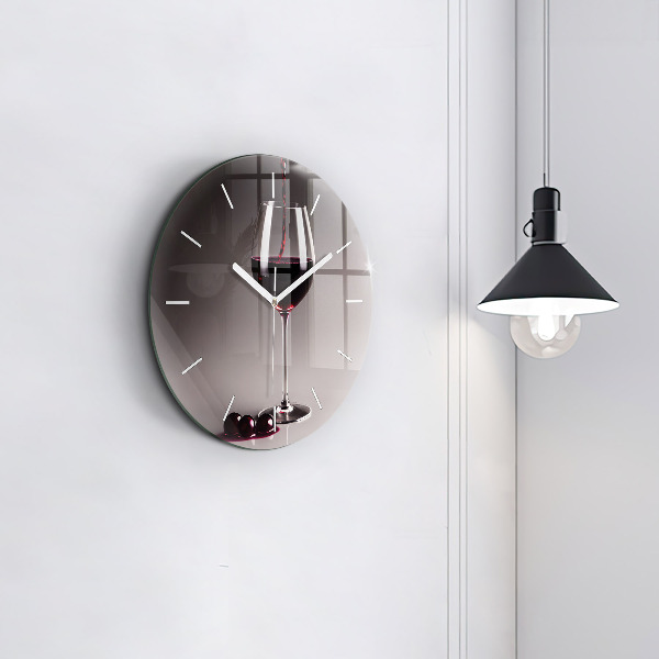 Horloge ronde Un verre de vin rouge