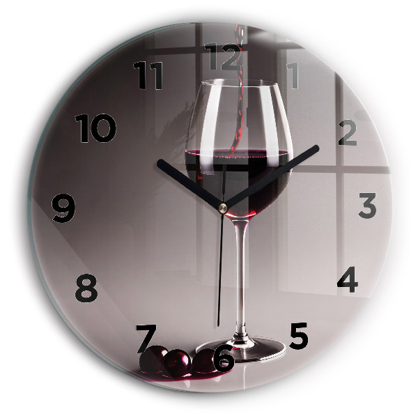Horloge ronde Un verre de vin rouge