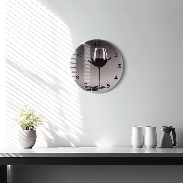 Horloge ronde Un verre de vin rouge