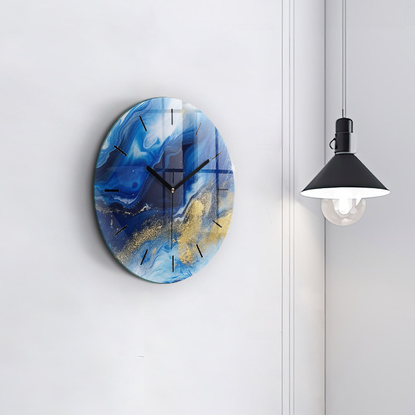 Horloge ronde marbre bleu