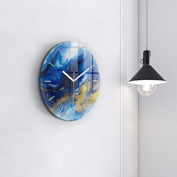 Horloge ronde marbre bleu