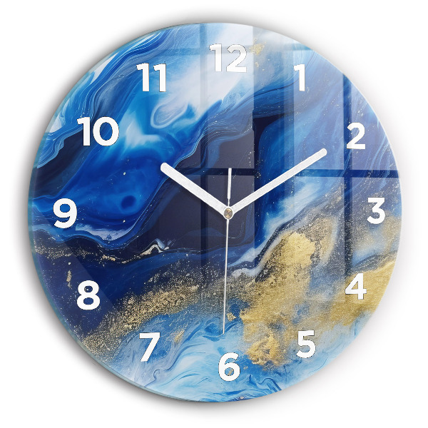 Horloge ronde marbre bleu