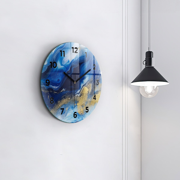 Horloge ronde marbre bleu