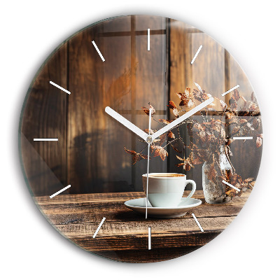 Horloge ronde Une tasse de café