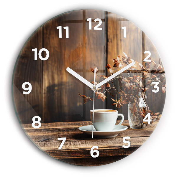 Horloge ronde Une tasse de café
