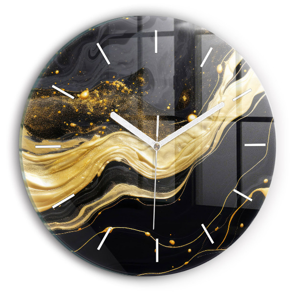 Horloge ronde marbre doré