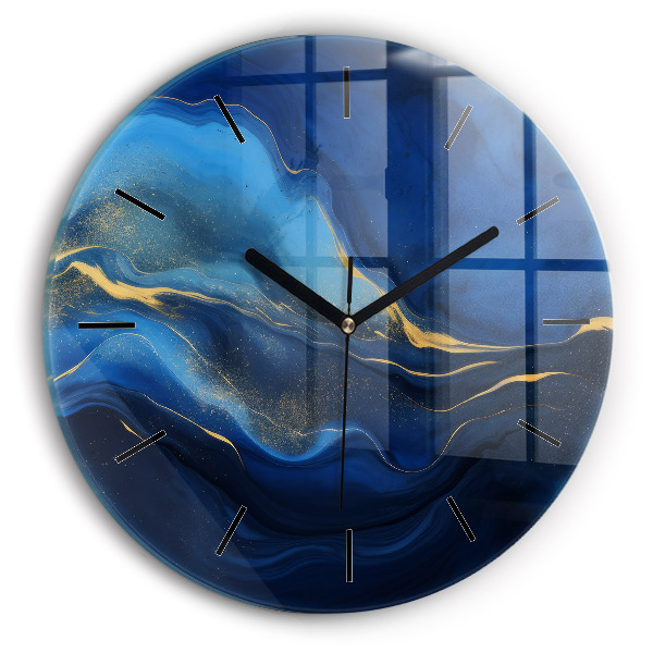 Horloge ronde marbre bleu