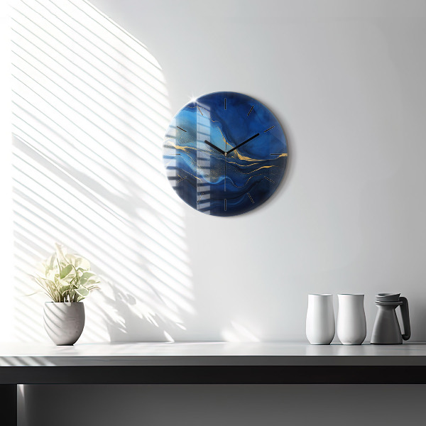 Horloge ronde marbre bleu