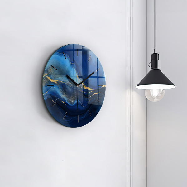 Horloge ronde marbre bleu