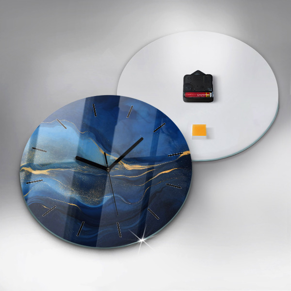 Horloge ronde marbre bleu