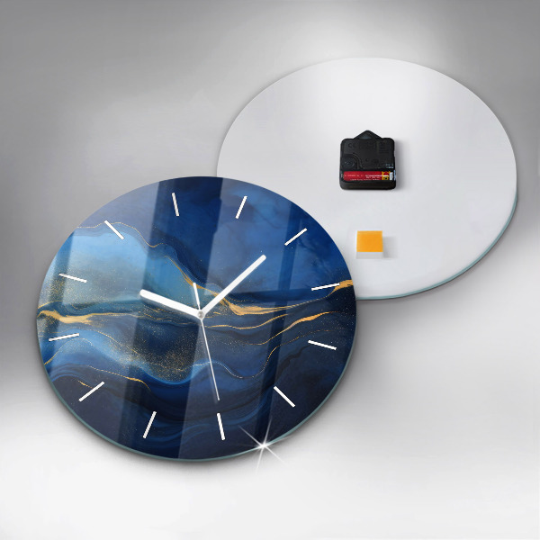 Horloge ronde marbre bleu