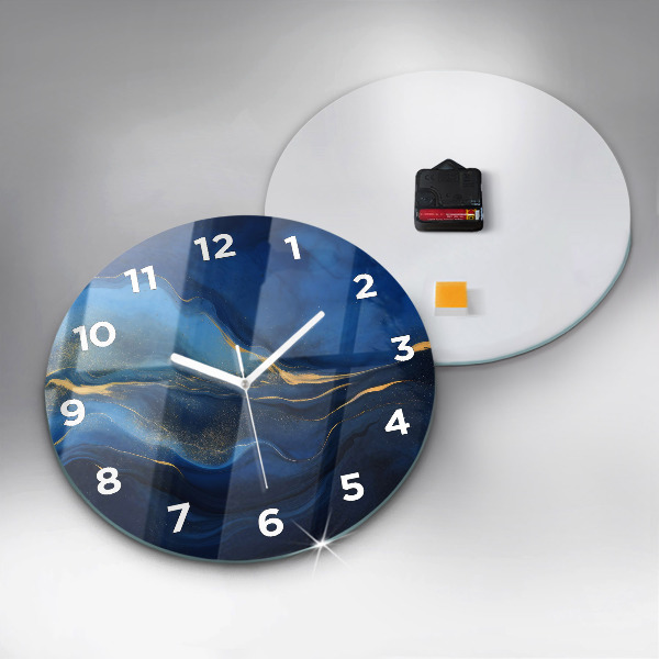 Horloge ronde marbre bleu