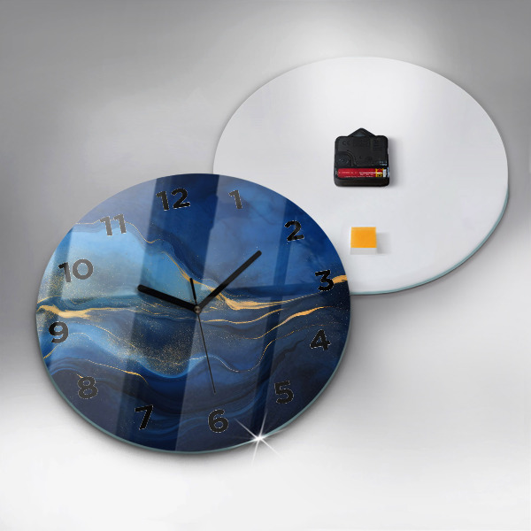 Horloge ronde marbre bleu