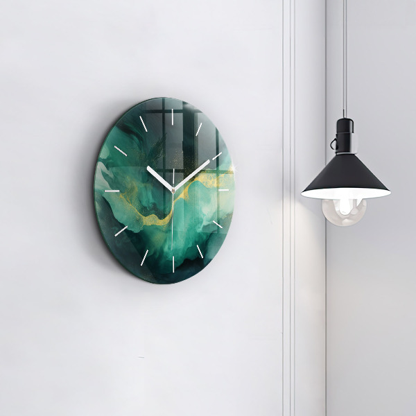 Horloge ronde marbre vert
