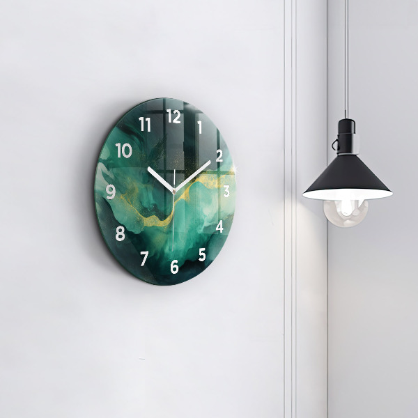 Horloge ronde marbre vert