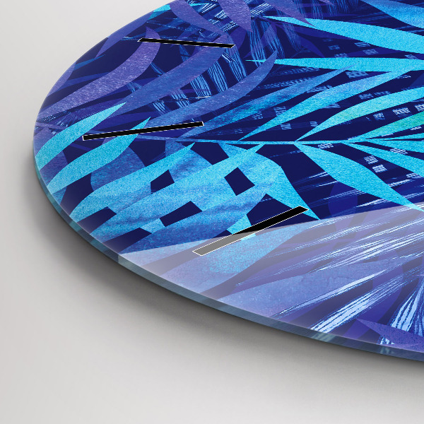 Pendule murale ronde Feuilles bleues